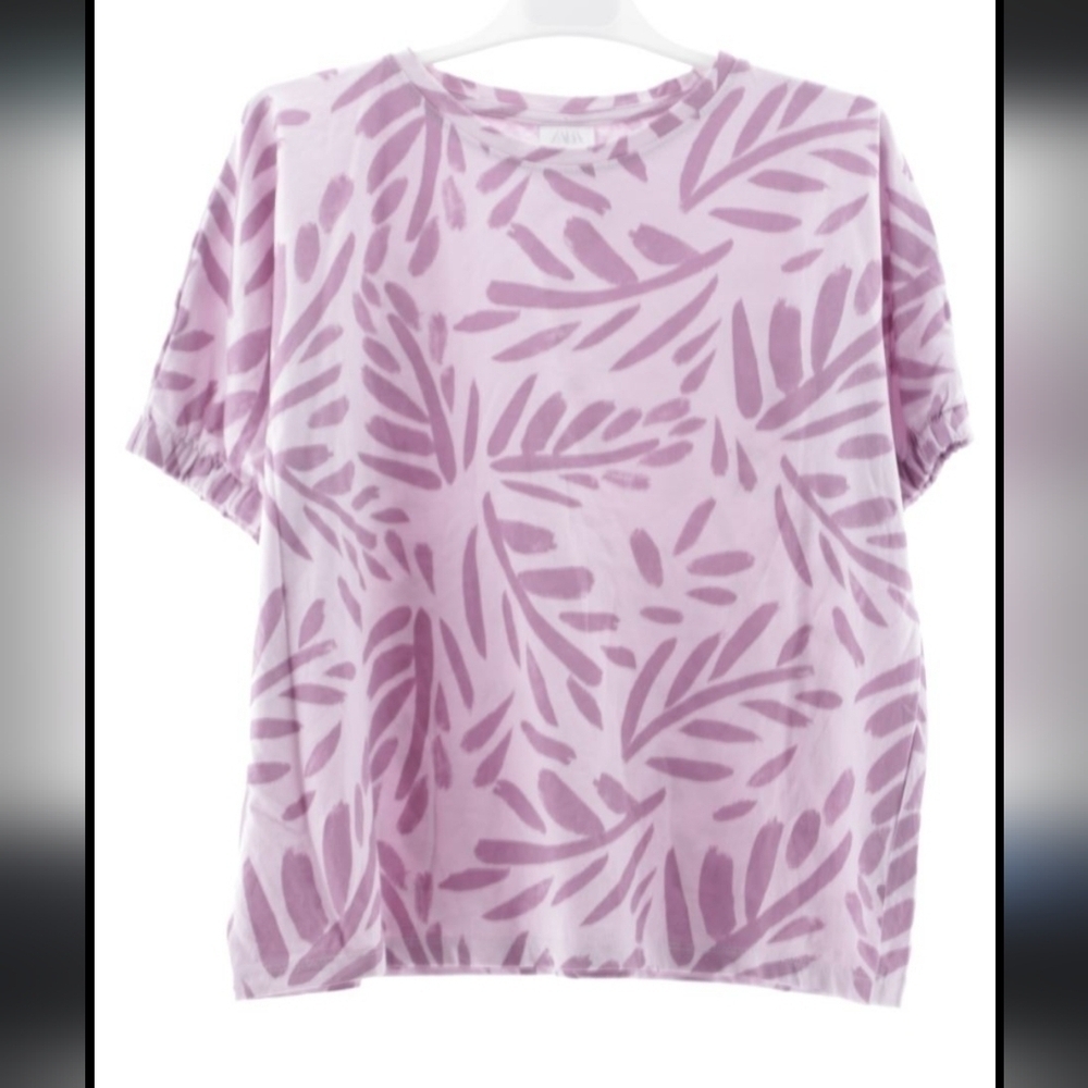Zara Kids Purple Printed T Shirt Size 13-14